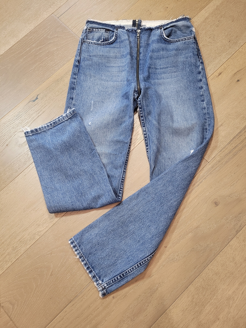 Reformation Jeans Women's sz 26 Zip Around High Rise Straight Leg Denim